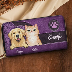 Les animaux de compagnie sont humanisants - Portefeuille long en cuir personnalisé pour chien et chat - Cadeau pour propriétaires et amoureux des animaux