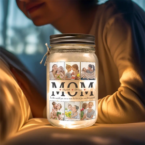 Pour nous, tu es le monde - Lampe personnalisée en pot Mason pour famille - Cadeau pour maman, papa, grand-mère