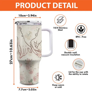 L'amour entre une mère et sa fille - Gobelet personnalisé en acier inoxydable de 1 134 ml avec poignée - Cadeau pour maman