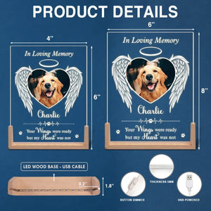 Photo personnalisée « Brille dans mon cœur » – Veilleuse LED 3D en noyer personnalisée en forme de mémorial – Cadeau de condoléances pour les propriétaires et les amoureux des animaux