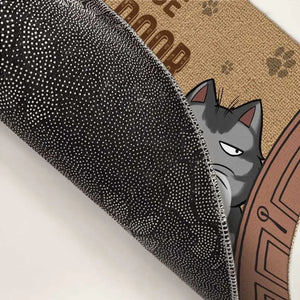 Gardez la porte fermée, chat qui planifie une évasion ! Tapis décoratif personnalisé pour la maison, motif chat ! Cadeau de pendaison de crémaillère pour les propriétaires et les amoureux des animaux.