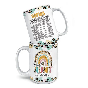 Valeurs nutritionnelles de la meilleure tante - Mug personnalisé pour la famille - Cadeau pour les membres de la famille