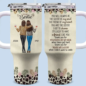Soyez toujours la sœur de mon âme - Gobelet personnalisé en acier inoxydable de 113 ml avec poignée - Cadeau pour meilleures amies, meilleures amies et sœurs