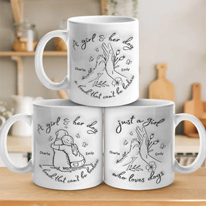 Une fille aime les chiens - Mug personnalisé avec effet gonflable 3D - Cadeau pour les propriétaires et les amoureux des animaux