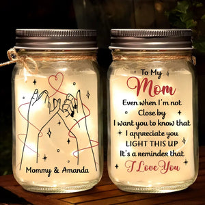 Merci d'être la lumière de ma vie - Lampe personnalisée en pot Mason pour la famille - Cadeau pour la fête des mères, maman, grand-mère