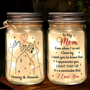 Merci d'être la lumière de ma vie - Lampe personnalisée en pot Mason pour la famille - Cadeau pour la fête des mères, maman, grand-mère