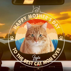 Photo personnalisée pour la meilleure maman chat de tous les temps - Décoration de voiture personnalisée pour chien et chat - Forme personnalisée en acrylique - Fête des Mères, cadeau pour propriétaires d'animaux et amoureux des animaux