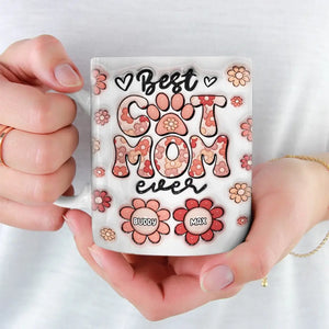 Meilleure maman chien de tous les temps - Mug personnalisé effet gonflé 3D pour chien et chat - Cadeau fête des mères pour les propriétaires d'animaux et les amoureux des animaux