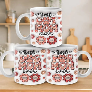 Meilleure maman chien de tous les temps - Mug personnalisé effet gonflé 3D pour chien et chat - Cadeau fête des mères pour les propriétaires d'animaux et les amoureux des animaux