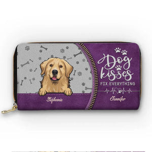 Bisous de chien : tout est possible ! Portefeuille long en cuir personnalisé pour chien et chat ! Cadeau pour les propriétaires et les amoureux des animaux.