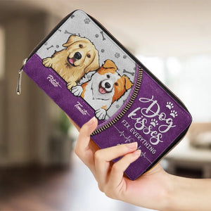 Bisous de chien : tout est possible ! Portefeuille long en cuir personnalisé pour chien et chat ! Cadeau pour les propriétaires et les amoureux des animaux.
