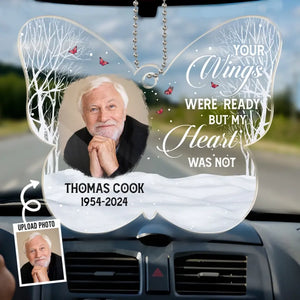 Photo personnalisée « Mon cœur n'était pas prêt pour ton départ » – Ornement de voiture personnalisé commémoratif – Forme personnalisée en acrylique – Cadeau de condoléances pour les membres de la famille
