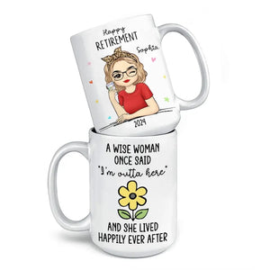 Elle vécut heureuse pour toujours - Tasse personnalisée - Cadeau de remerciement et de départ à la retraite pour collègues, amis de travail, collègues