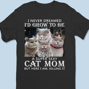 Photo personnalisée « Ici, je suis en train de tout déchirer » - T-shirt unisexe personnalisé pour chien et chat, sweat à capuche, sweat-shirt - Cadeau pour propriétaires et amoureux des animaux