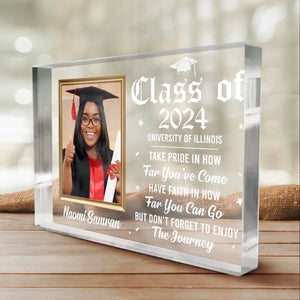 Photo personnalisée « Le début est toujours aujourd'hui » - Plaque rectangulaire en acrylique personnalisée pour famille - Cadeau pour diplômés