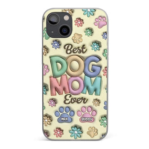 Meilleure maman à fourrure de tous les temps - Coque de téléphone transparente personnalisée avec effet gonflé 3D pour chien et chat - Cadeau pour la fête des mères, pour les propriétaires d'animaux et les amoureux des animaux