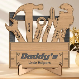 Je suis le petit assistant de papa - Plaque en bois personnalisée à 2 couches avec support - Fête des pères, cadeau pour papa, grand-père