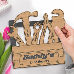 Je suis le petit assistant de papa - Plaque en bois personnalisée à 2 couches avec support - Fête des pères, cadeau pour papa, grand-père