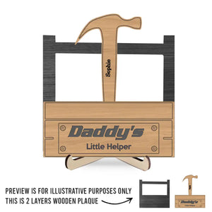Je suis le petit assistant de papa - Plaque en bois personnalisée à 2 couches avec support - Fête des pères, cadeau pour papa, grand-père