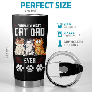 Meilleur papa du monde - Gobelet personnalisé pour chien et chat - Fête des pères, cadeau pour les propriétaires d'animaux et les amoureux des animaux