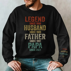 Sweat-shirt unisexe personnalisé avec motif sur la manche - Cadeau pour papa, grand-père, mari et papa