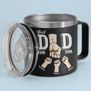 Meilleur papa du monde, je te soutiens - Gobelet personnalisé en acier inoxydable de 14 oz avec poignée - Fête des pères, cadeau pour papa, grand-père
