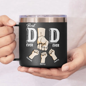 Meilleur papa du monde, je te soutiens - Gobelet personnalisé en acier inoxydable de 14 oz avec poignée - Fête des pères, cadeau pour papa, grand-père