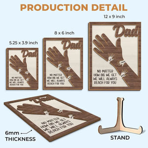 Nous tenons nos mains ensemble et pour toujours - Plaque en bois personnalisée à 2 couches avec support - Fête des pères, cadeau pour papa, grand-père