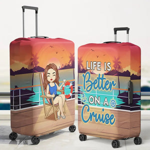 La fille qui aime les croisières - Housse de bagage personnalisée - Cadeau de vacances, cadeau pour les amoureux du voyage d'aventure