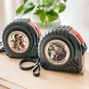 Photo personnalisée Notre amour ne peut être mesuré - Mètre ruban personnalisé pour la famille - Fête des pères, cadeau pour papa, grand-père