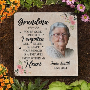 Photo personnalisée « Vous êtes parti mais pas oublié » - Pierre commémorative carrée personnalisée - Cadeau de condoléances pour les membres de la famille