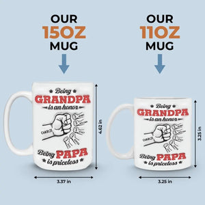 Être grand-père est un honneur - Mug personnalisé en 3D avec effet gonflé - Cadeau pour la fête des pères, papa, grand-père