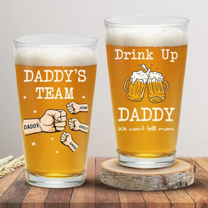 Bois papa, on ne le dira pas à maman - Verre à bière personnalisé pour la famille - Fête des pères, cadeau pour papa, grand-père