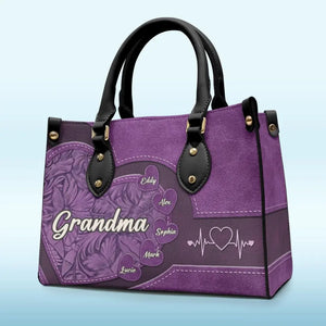 Grand-mère, tu es le soleil de ma vie - Sac à main en cuir personnalisé pour la famille - Cadeau pour la fête des mères, maman, grand-mère