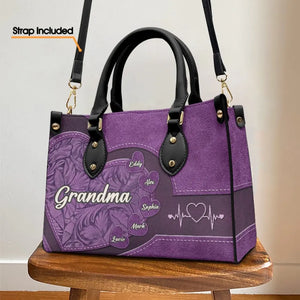 Grand-mère, tu es le soleil de ma vie - Sac à main en cuir personnalisé pour la famille - Cadeau pour la fête des mères, maman, grand-mère
