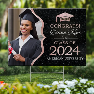 Photo personnalisée : Une douce fin pour un nouveau départ - Panneau de jardin personnalisé pour la famille - Cadeau de remise de diplôme pour les membres de la famille, les frères et sœurs