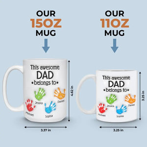 Ce papa génial appartient à - Tasse personnalisée à effet gonflé 3D imprimée pour la famille - Cadeau pour la fête des pères, papa, grand-père