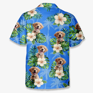 Photo personnalisée « C'est l'heure de mes vacances » - T-shirt hawaïen tropical unisexe personnalisé pour chien et chat - Cadeau de vacances d'été, cadeau pour propriétaires d'animaux et amoureux des animaux