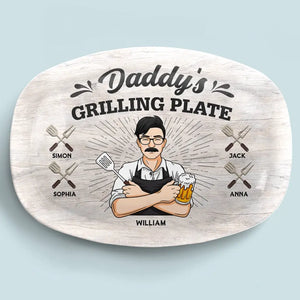 Papa fait un barbecue, alors on ferait mieux de prendre du recul - Plateau personnalisé familial - Fête des pères, cadeau pour papa, grand-père