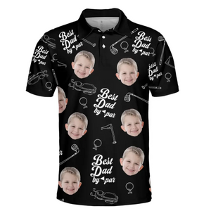 Polo personnalisé avec photo « Meilleur papa » par Par - Polo familial personnalisé avec imprimé intégral - Cadeau pour la fête des pères, les propriétaires d'animaux et les amoureux des animaux