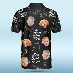 Polo personnalisé avec photo « Meilleur papa » par Par - Polo familial personnalisé avec imprimé intégral - Cadeau pour la fête des pères, les propriétaires d'animaux et les amoureux des animaux