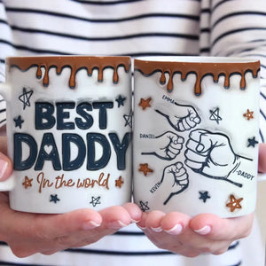 Meilleur papa du monde - Mug personnalisé avec effet gonflé en 3D - Cadeau pour la fête des pères, papa ou grand-père