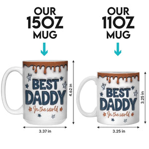 Meilleur papa du monde - Mug personnalisé avec effet gonflé en 3D - Cadeau pour la fête des pères, papa ou grand-père