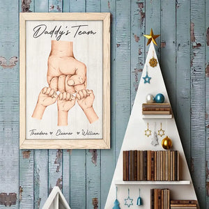 Côte à côte avec l'équipe de papa - Affiche verticale personnalisée pour la famille - Fête des pères, cadeau pour papa, grand-père