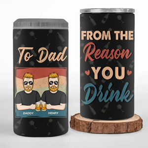 À papa, des raisons pour lesquelles vous buvez - Gobelet isotherme 4 en 1 personnalisé pour la famille - Fête des pères, cadeau pour papa, grand-père