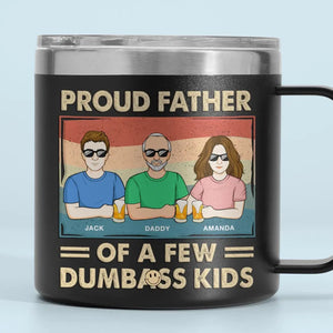 Fier père de plusieurs enfants - Gobelet personnalisé en acier inoxydable de 14 oz avec poignée - Cadeau pour la fête des pères, papa et grand-père
