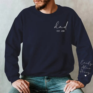 Le lien spécial entre papa et enfants - Sweat-shirt brodé personnalisé pour la famille - Fête des pères, cadeau pour papa, grand-père