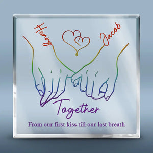Vivez ouvertement, aimez librement, couples LGBTQ+ - Cadeau pour couples, plaque acrylique carrée personnalisée