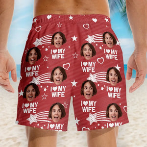 Custom Photo Everyone Knows That You Are Mine - Funny Personalized Custom Tropical Hawaiian Aloha Men Beach Shorts - Summer Vacation Gift, Birthday Party Gift For Husband
