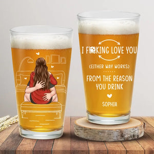 Heureux de t'avoir dans ma vie - Verre à bière personnalisé pour couple - Cadeau pour mari et femme, anniversaire